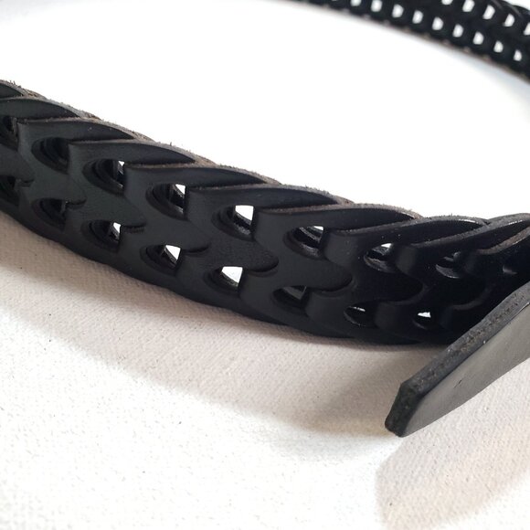 Rag & Bone Mini Woven Leather Belt Small Black - Picture 5 of 9